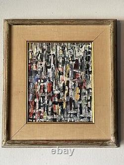 Morris Moi Solotaroff Antique Modern Abstract Oil Painting Old Vintage Cubist 60