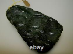 Natural Chinese antique old Jade vintage carving lucky animal floral design