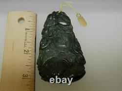 Natural Chinese antique old Jade vintage carving lucky animal floral design