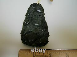 Natural Chinese antique old Jade vintage carving lucky animal floral design