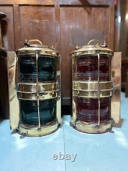 Nautical Industrial Original Antique Japanese Cargo Old Ship Electric Lamp 2pc