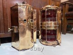 Nautical Industrial Original Antique Japanese Cargo Old Ship Electric Lamp 2pc