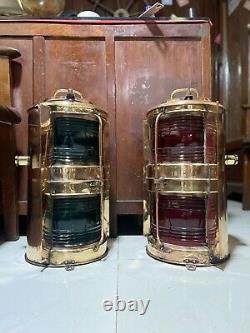 Nautical Industrial Original Antique Japanese Cargo Old Ship Electric Lamp 2pc