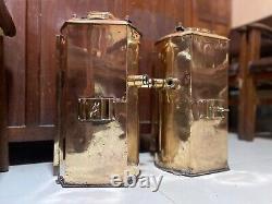 Nautical Industrial Original Antique Japanese Cargo Old Ship Electric Lamp 2pc