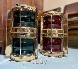 Nautical Industrial Original Antique Japanese Cargo Old Ship Electric Lamp 2pc