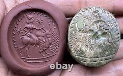 Near Eastern Sasanian Old Antique Male Riding Bull Stone Intaglio Bead