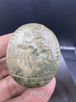 Near Eastern Sasanian Old Antique Male Riding Bull Stone Intaglio Bead