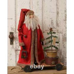 New Primitive Antique Style CHRISTMAS TREE OLD TIME SANTA FIGURE CART 26