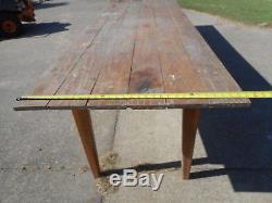 Nice Antique Vintage Harvest Farm House Style Dining Table 12 Ft. Pine Wood Old