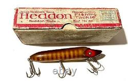 Nice Original Vintage Heddon Vamp With Glass Eyes in old Heddon Unmarked Box NR