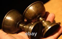 Nice Tibet Pair Vintage Old Antique Buddhist Alloy Copper Oil Butter Ghee Lamp