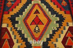 OLD, ANTIQUE RARE SIZE CAUCASIAN KILIM 5' x 13'7 HIGH KPSI COLORFUL NATURAL DYE