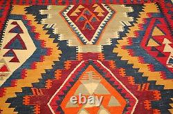 OLD, ANTIQUE RARE SIZE CAUCASIAN KILIM 5' x 13'7 HIGH KPSI COLORFUL NATURAL DYE