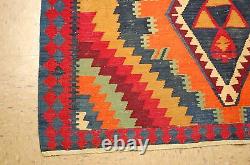 OLD, ANTIQUE RARE SIZE CAUCASIAN KILIM 5' x 13'7 HIGH KPSI COLORFUL NATURAL DYE