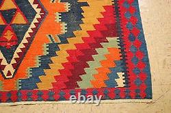 OLD, ANTIQUE RARE SIZE CAUCASIAN KILIM 5' x 13'7 HIGH KPSI COLORFUL NATURAL DYE