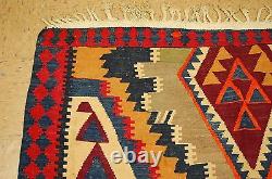 OLD, ANTIQUE RARE SIZE CAUCASIAN KILIM 5' x 13'7 HIGH KPSI COLORFUL NATURAL DYE