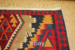 OLD, ANTIQUE RARE SIZE CAUCASIAN KILIM 5' x 13'7 HIGH KPSI COLORFUL NATURAL DYE