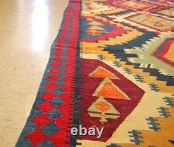 OLD, ANTIQUE RARE SIZE CAUCASIAN KILIM 5' x 13'7 HIGH KPSI COLORFUL NATURAL DYE