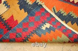 OLD, ANTIQUE RARE SIZE CAUCASIAN KILIM 5' x 13'7 HIGH KPSI COLORFUL NATURAL DYE