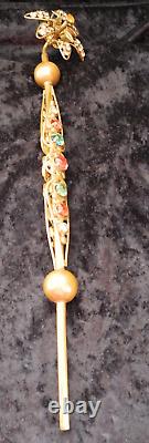 OLD ANTIQUE VINTAGE DECORATION CROWN SCEPTER RHINE STONE Santos Virgo Mary