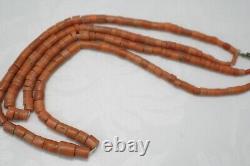 OLD Antique vintage clear pink coral beads necklace saturated color 69 grams