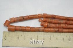 OLD Antique vintage clear pink coral beads necklace saturated color 69 grams