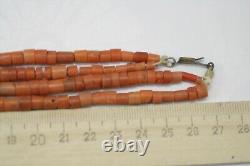 OLD Antique vintage clear pink coral beads necklace saturated color 69 grams