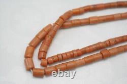 OLD Antique vintage clear pink coral beads necklace saturated color 71,1 grams