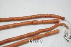 OLD Antique vintage clear pink coral beads necklace saturated color 71,1 grams