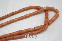 OLD Antique vintage clear pink coral beads necklace saturated color 71,1 grams