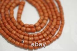 OLD Antique vintage clear pink coral beads necklace saturated color 77,2 grams