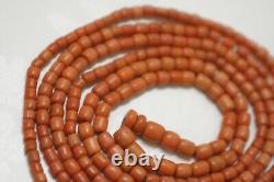 OLD Antique vintage clear pink coral beads necklace saturated color 77,2 grams