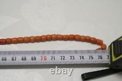 OLD Antique vintage clear pink coral beads necklace saturated color 77,2 grams