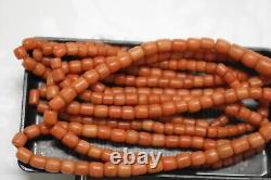 OLD Antique vintage clear pink coral beads necklace saturated color 77,2 grams