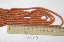OLD Antique vintage clear pink coral beads necklace saturated color 94.7 grams