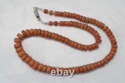 OLD Antique vintage pink clear coral beads necklace saturated color 34,1 grams