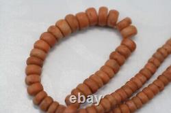 OLD Antique vintage pink clear coral beads necklace saturated color 34,1 grams