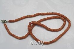 OLD Antique vintage pink coral beads necklace saturated color 24,4 grams