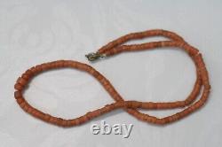 OLD Antique vintage pink coral beads necklace saturated color 24,4 grams