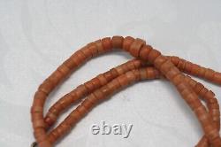 OLD Antique vintage pink coral beads necklace saturated color 24,4 grams