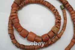 OLD Antique vintage pink coral beads necklace saturated color 38,9 grams 1,34oz