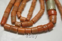 OLD Antique vintage pink coral beads necklace saturated color 46,6 grams