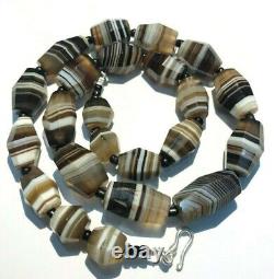 OLD BEADS Antique Vintage Banded Agate Jewelry Necklace String