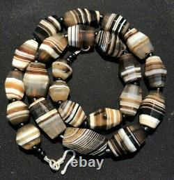 OLD BEADS Antique Vintage Banded Agate Jewelry Necklace String