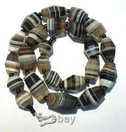 OLD BEADS Antique Vintage Banded Agate Jewelry Necklace String