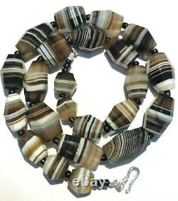 OLD BEADS Antique Vintage Banded Agate Jewelry Necklace String