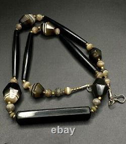 OLD BEADS Antique Vintage Banded Agate Jewelry Necklace String