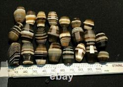 OLD BEADS Antique Vintage Banded Agate Jewelry Necklace String