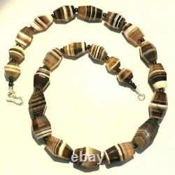 OLD BEADS Antique Vintage Banded Agate Jewelry Necklace String Strand