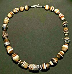 OLD BEADS Antique Vintage Banded Agate Jewelry Necklace String Strand